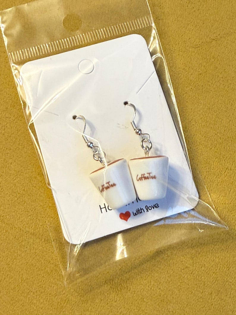 Handmade Kawaii Coffee Cup Sterling Silver Earrings Beadsbylillixx