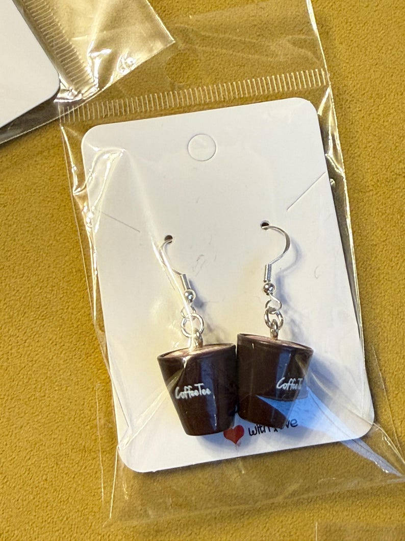 Handmade Kawaii Coffee Cup Sterling Silver Earrings Beadsbylillixx
