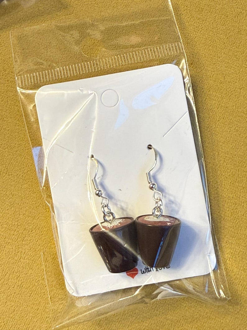 Handmade Kawaii Coffee Cup Sterling Silver Earrings Beadsbylillixx