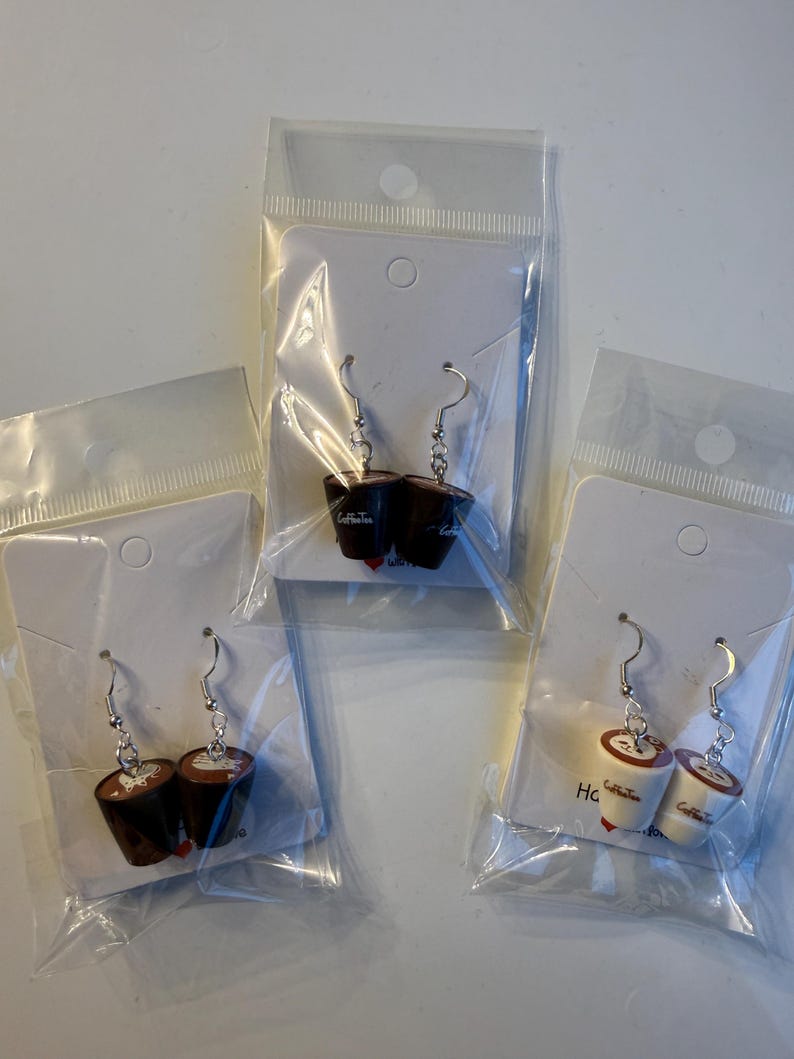 Handmade Kawaii Coffee Cup Sterling Silver Earrings Beadsbylillixx
