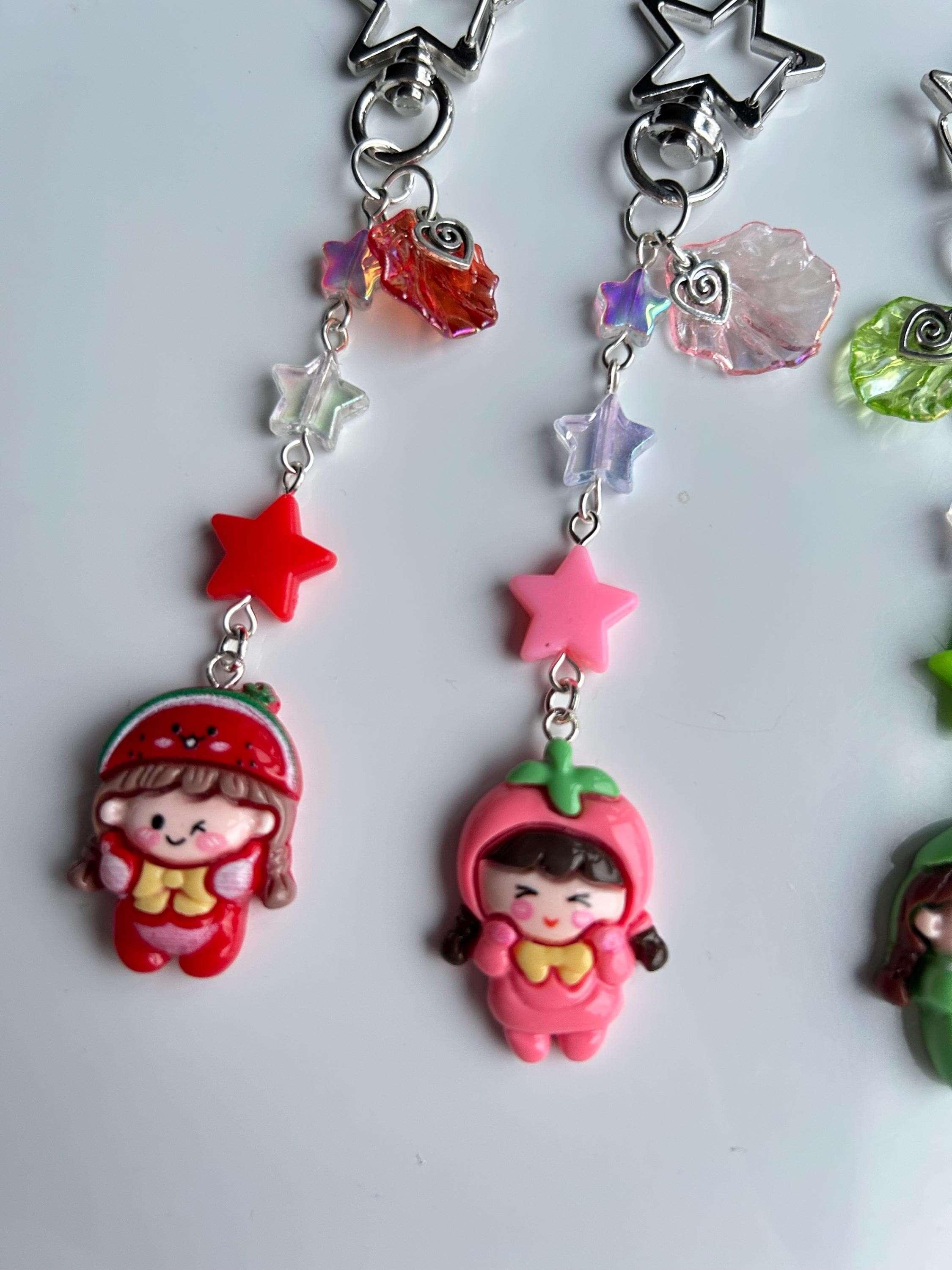 HANDMADE Kawaii Cute Fruit Girl Keychains - Beadsbylillixx