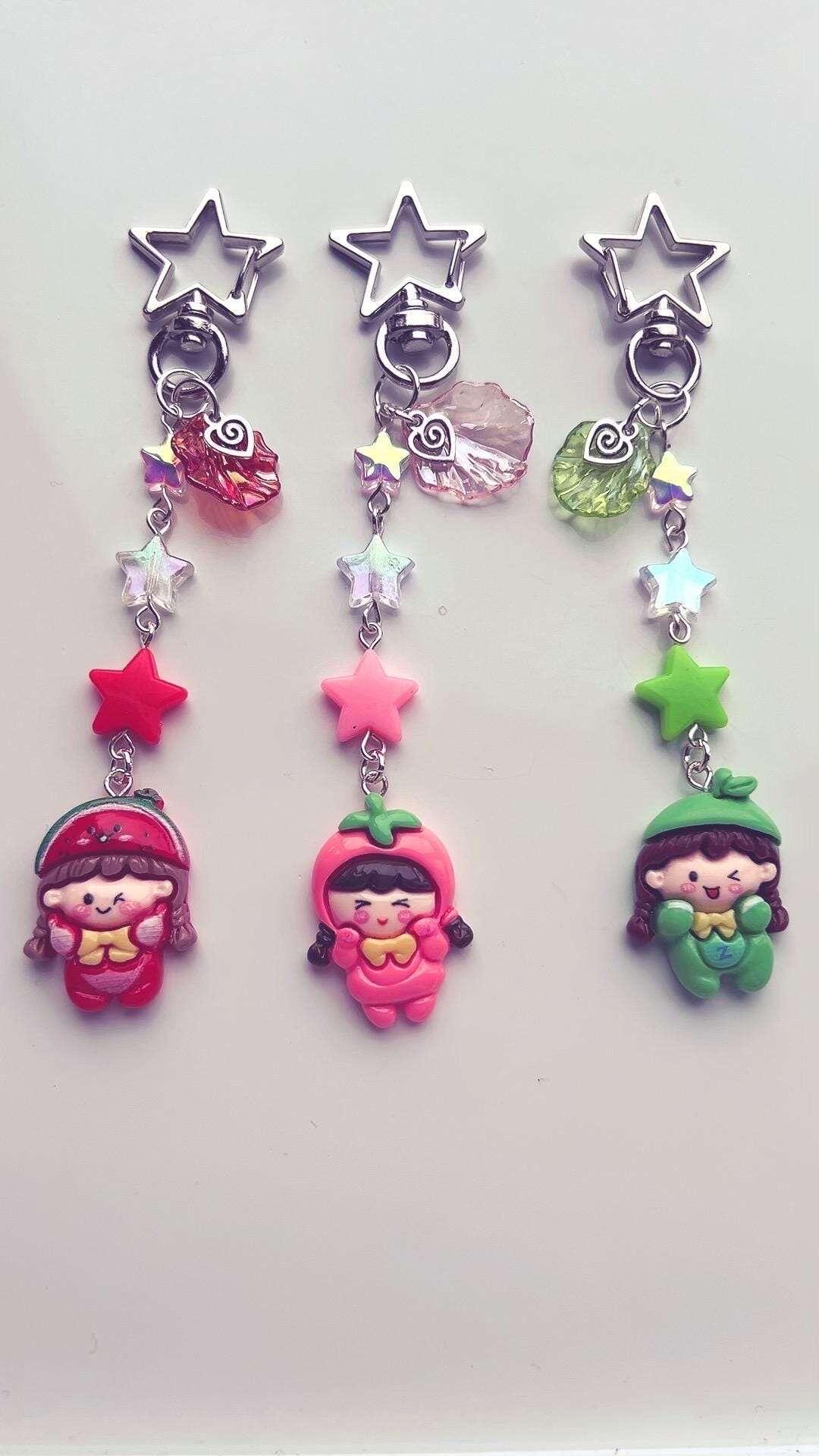 HANDMADE Kawaii Cute Fruit Girl Keychains - Beadsbylillixx