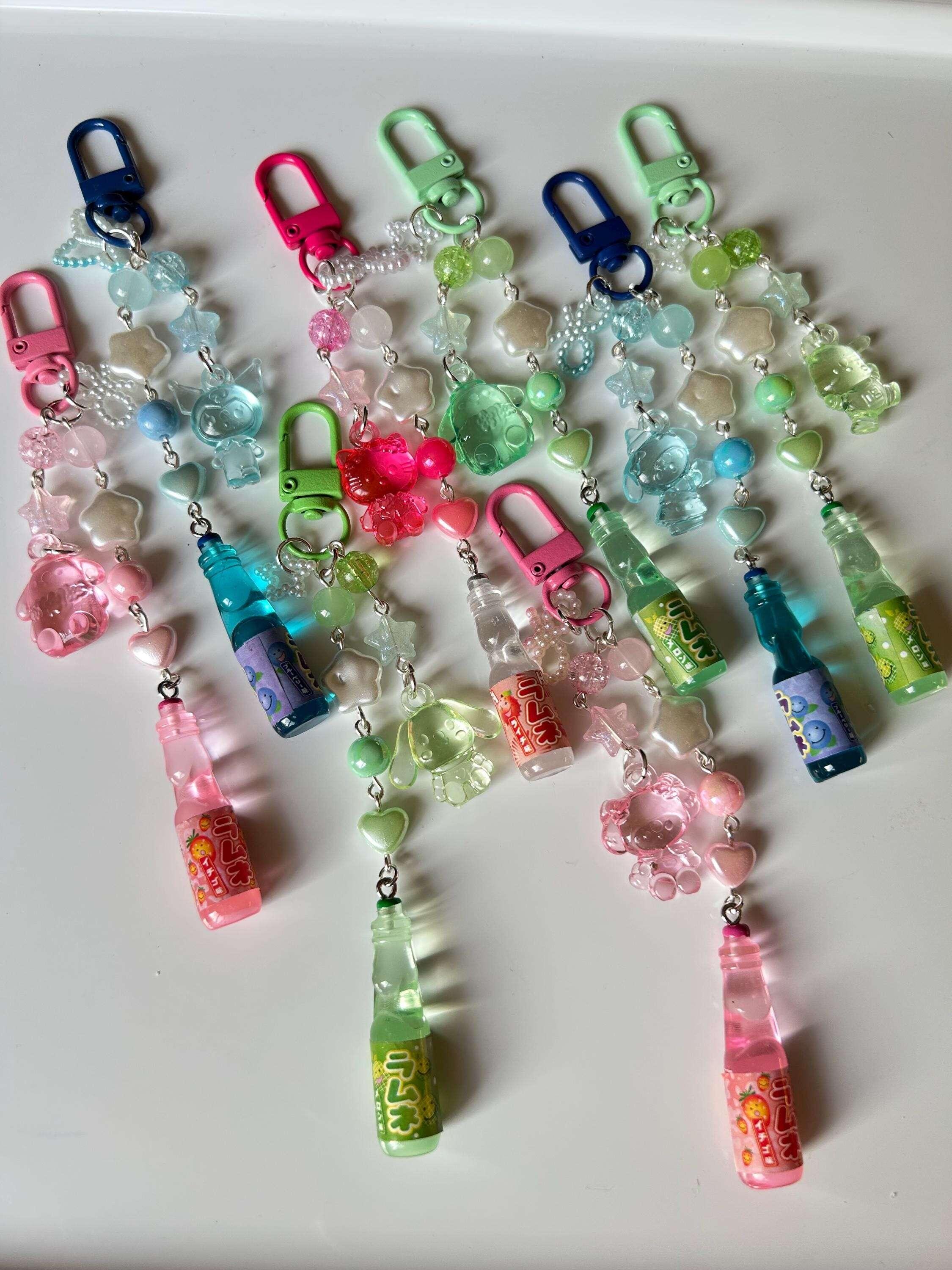 HANDMADE Kawaii Cute Themed Sanrio Ramune Drink Bottle Keychains - Beadsbylillixx