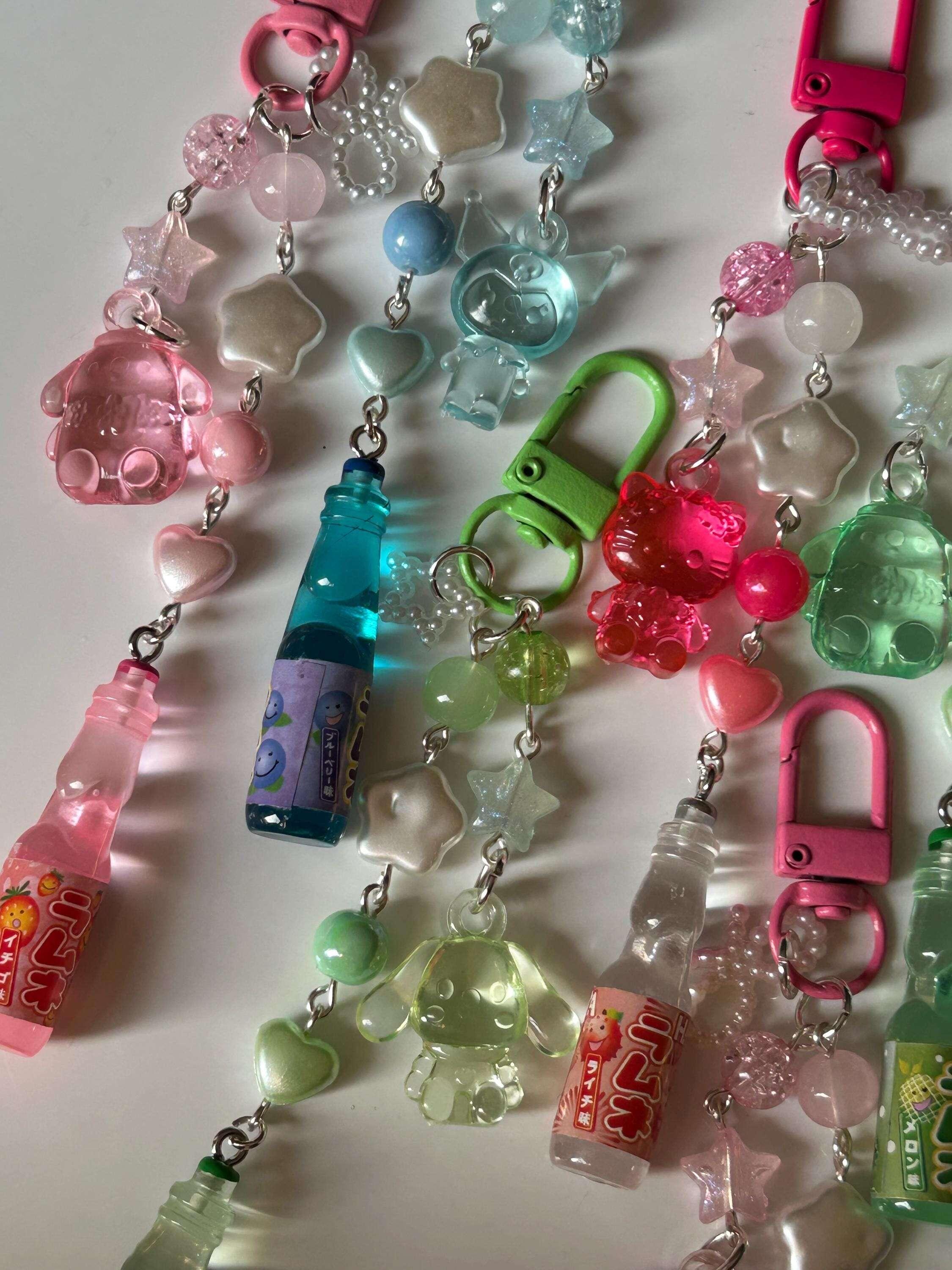 HANDMADE Kawaii Cute Themed Sanrio Ramune Drink Bottle Keychains - Beadsbylillixx