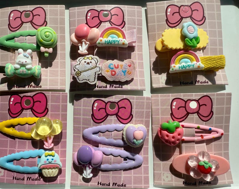 Handmade Kawaii Hair Clips – Colorful Resin & Acrylic Slides Beadsbylillixx