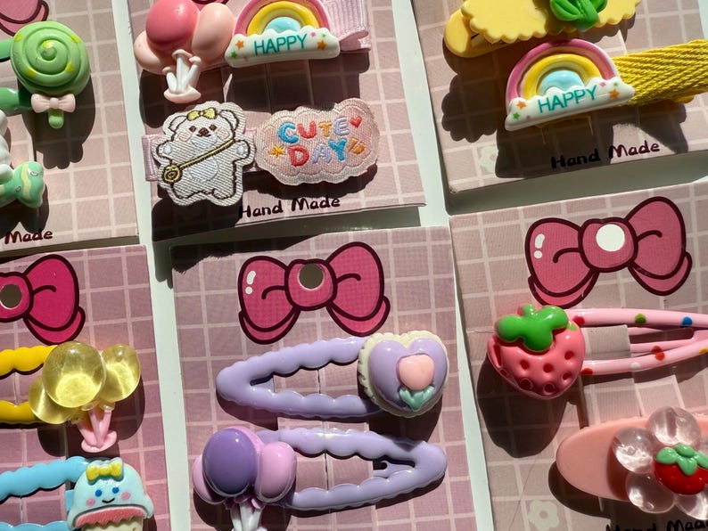 Handmade Kawaii Hair Clips – Colorful Resin & Acrylic Slides Beadsbylillixx