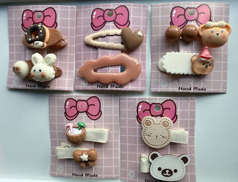 Handmade Kawaii Hair slides, choco bear and vanilla range Beadsbylillixx