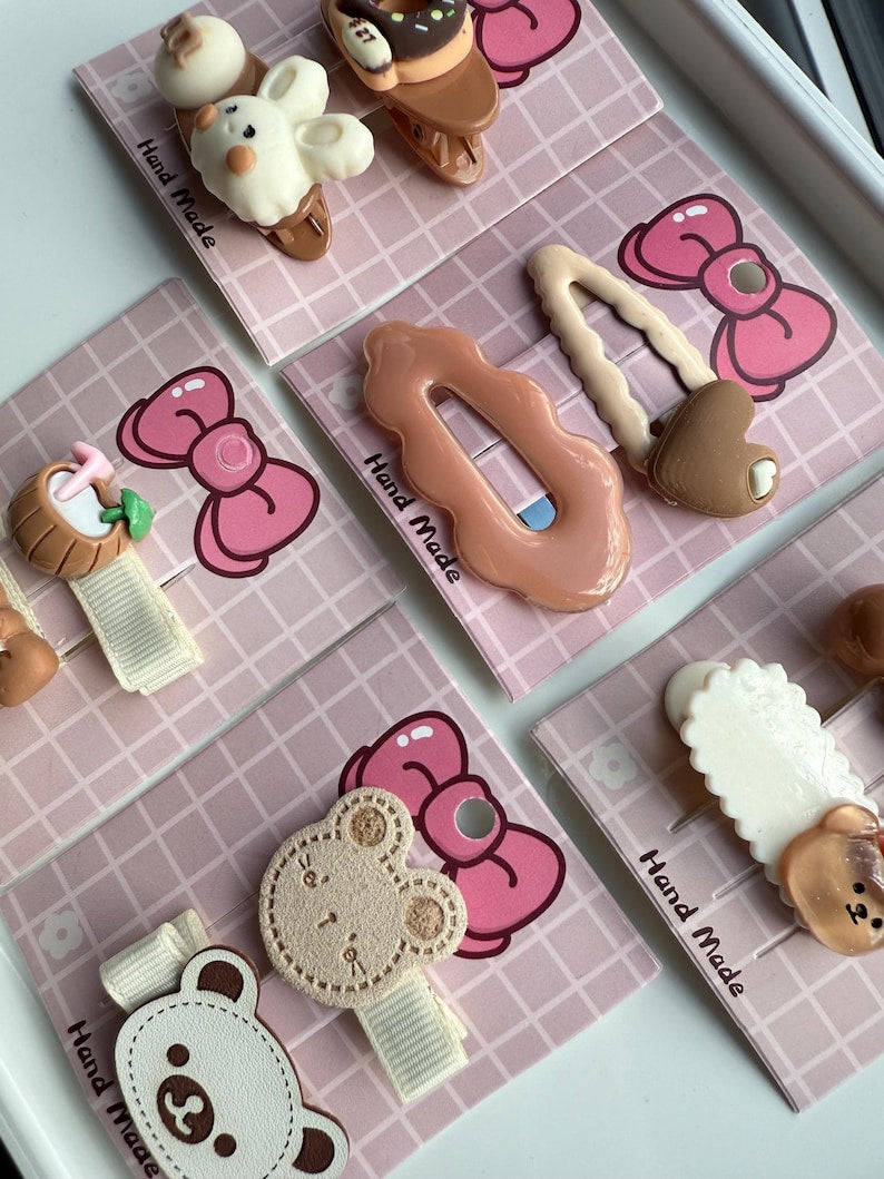Handmade Kawaii Hair slides, choco bear and vanilla range Beadsbylillixx