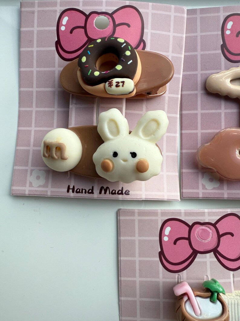 Handmade Kawaii Hair slides, choco bear and vanilla range Beadsbylillixx