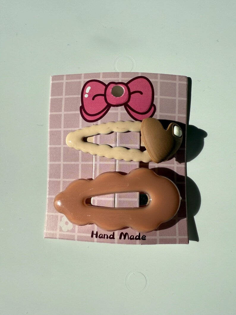 Handmade Kawaii Hair slides, choco bear and vanilla range Beadsbylillixx
