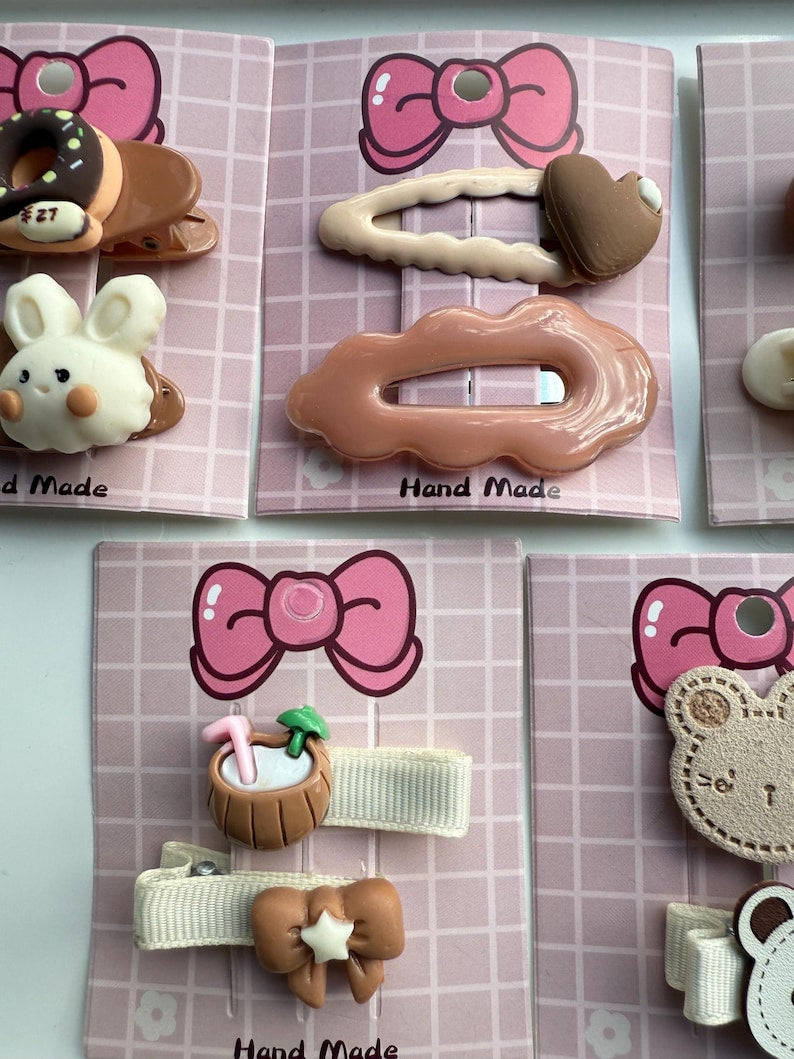 Handmade Kawaii Hair slides, choco bear and vanilla range Beadsbylillixx