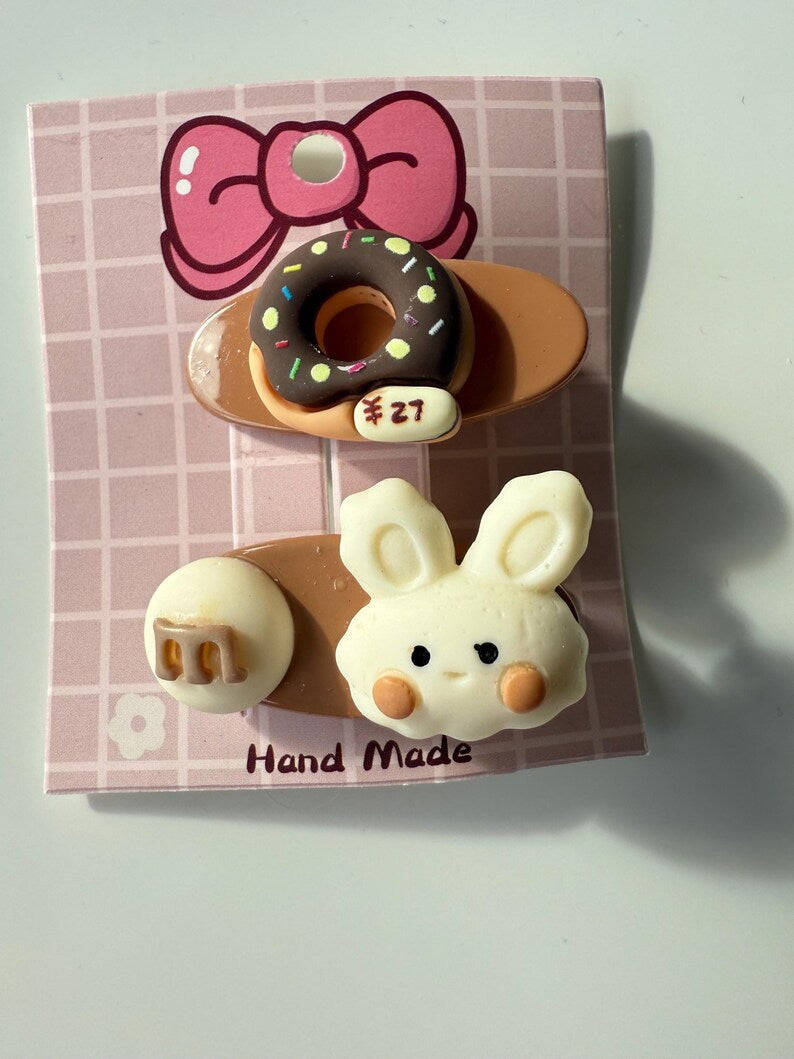Handmade Kawaii Hair slides, choco bear and vanilla range Beadsbylillixx