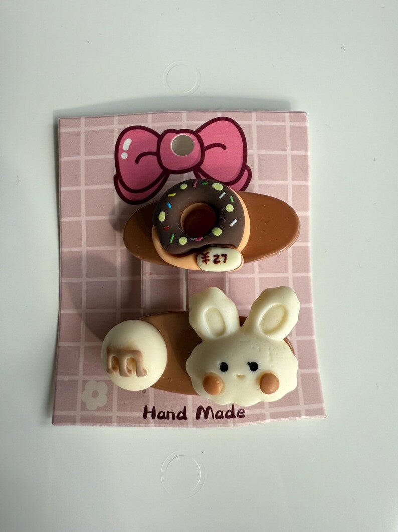 Handmade Kawaii Hair slides, choco bear and vanilla range Beadsbylillixx