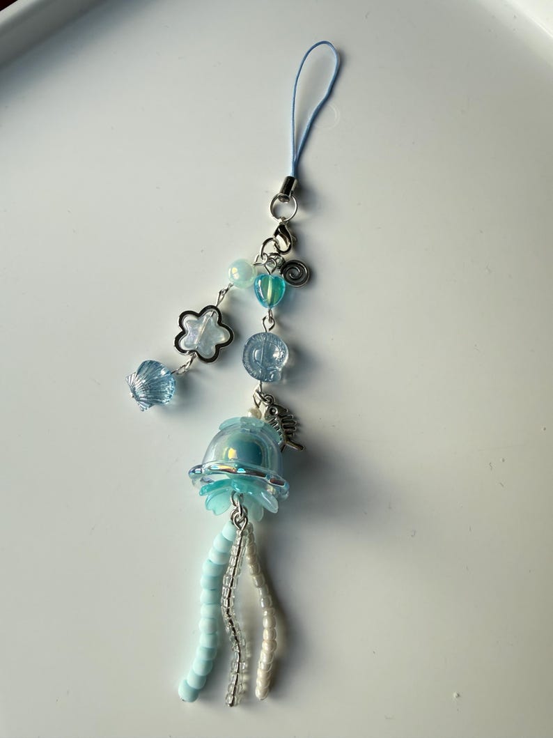 Handmade Kawaii Jellyfish Phone Charm Beadsbylillixx