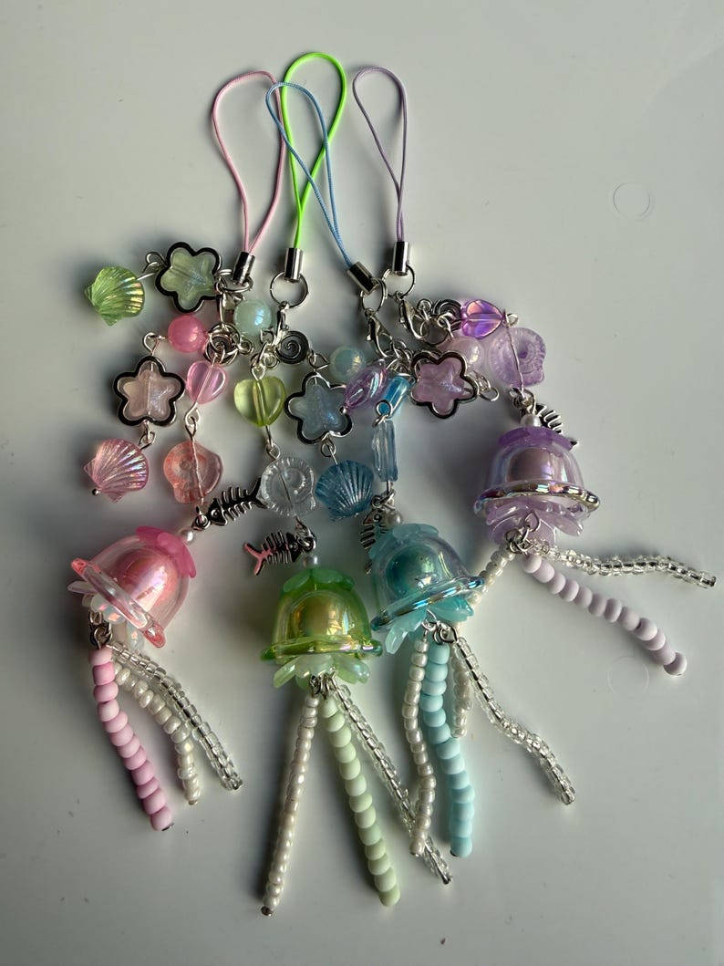 Handmade Kawaii Jellyfish Phone Charm Beadsbylillixx