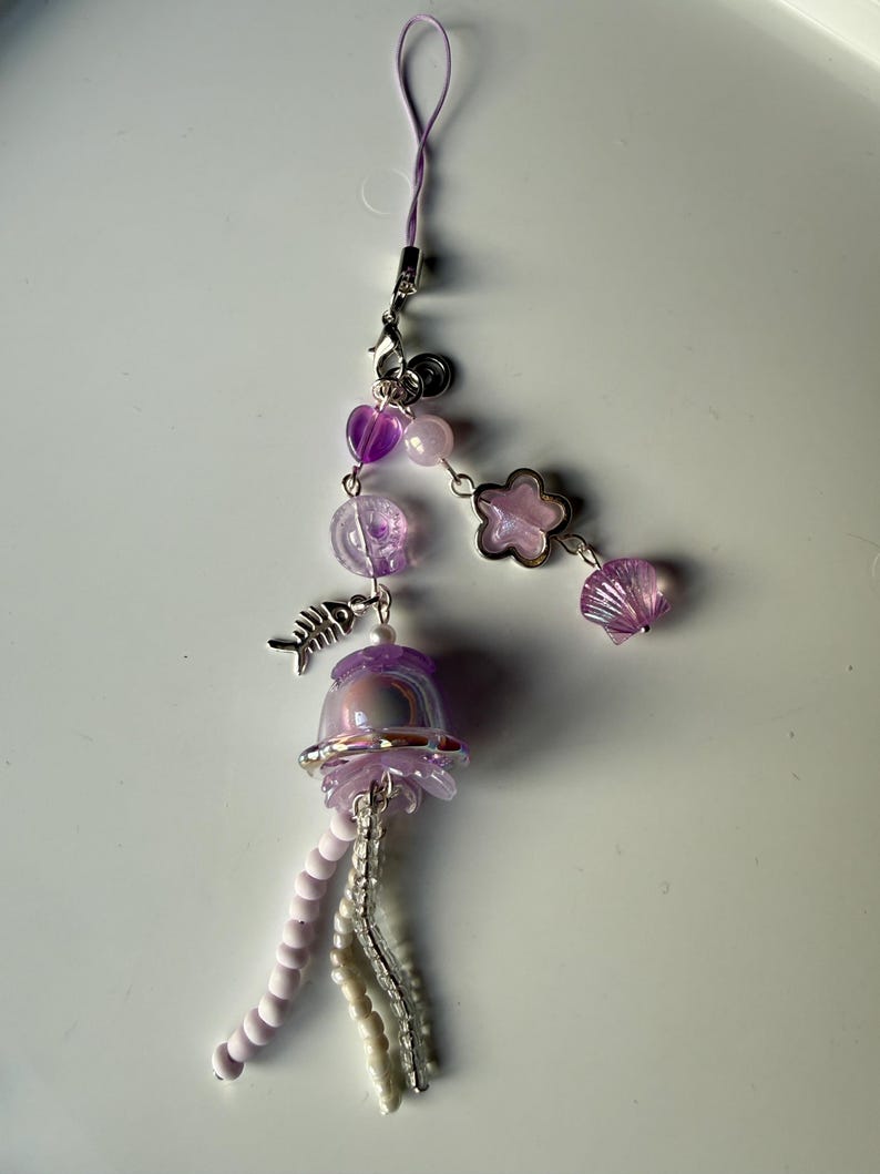 Handmade Kawaii Jellyfish Phone Charm Beadsbylillixx