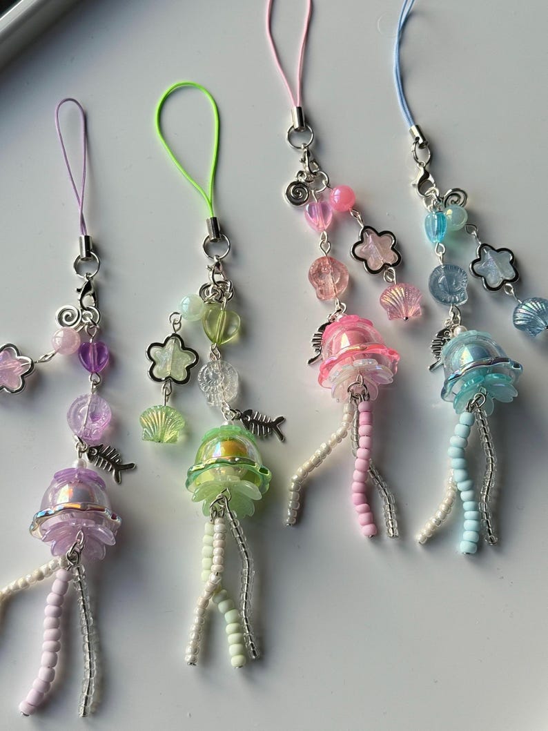 Handmade Kawaii Jellyfish Phone Charm Beadsbylillixx