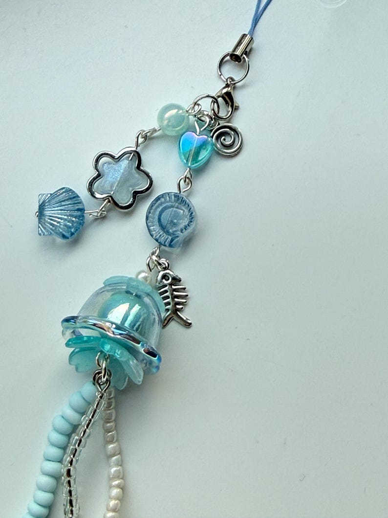Handmade Kawaii Jellyfish Phone Charm Beadsbylillixx