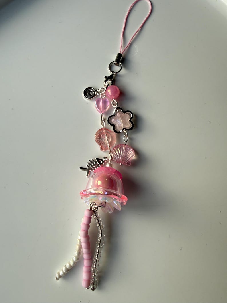 Handmade Kawaii Jellyfish Phone Charm Beadsbylillixx