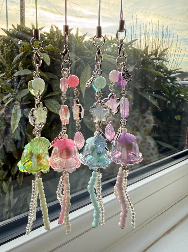 Handmade Kawaii Jellyfish Phone Charm Beadsbylillixx