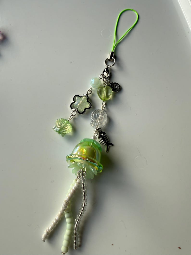 Handmade Kawaii Jellyfish Phone Charm Beadsbylillixx