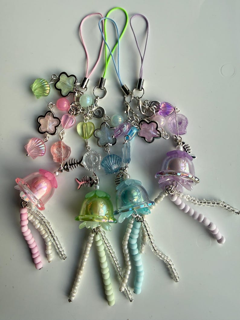 Handmade Kawaii Jellyfish Phone Charm Beadsbylillixx