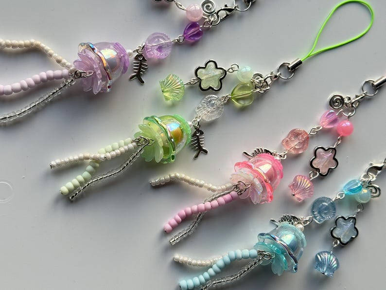 Handmade Kawaii Jellyfish Phone Charm Beadsbylillixx