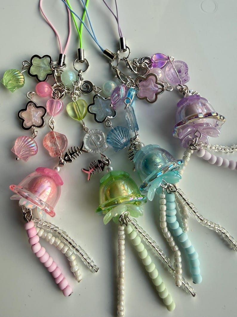 Handmade Kawaii Jellyfish Phone Charm Beadsbylillixx