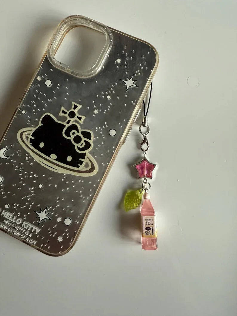 Handmade Kawaii Juice Bottle Phone Charm: Beaded Korean Style, soda charm Beadsbylillixx