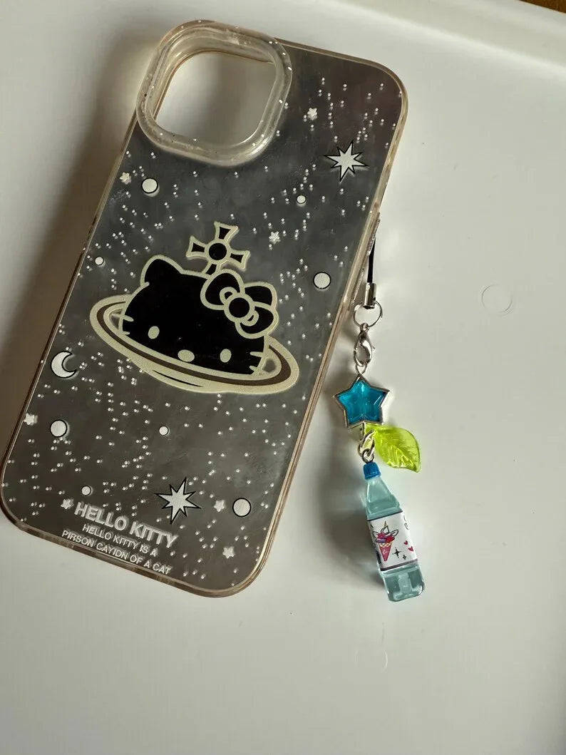 Handmade Kawaii Juice Bottle Phone Charm: Beaded Korean Style, soda charm Beadsbylillixx