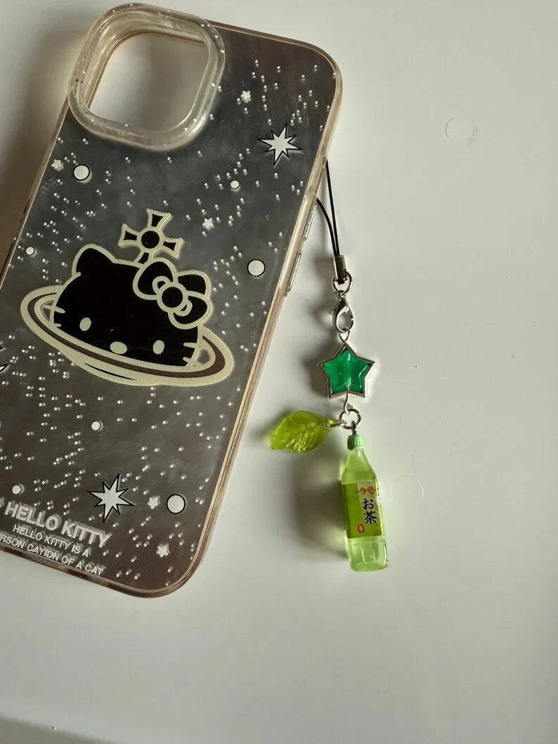 Handmade Kawaii Juice Bottle Phone Charm: Beaded Korean Style, soda charm Beadsbylillixx