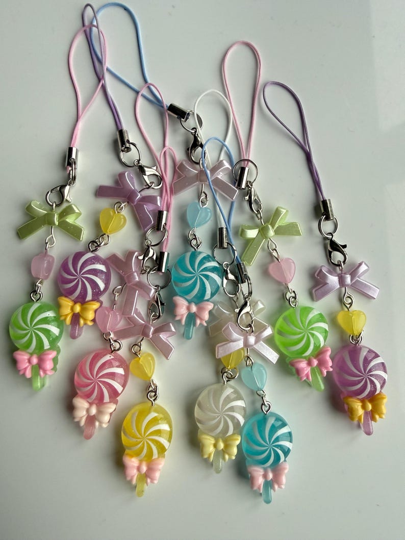 Handmade Kawaii Lollipop Phone Charm Beadsbylillixx