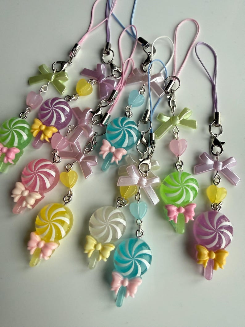 Handmade Kawaii Lollipop Phone Charm Beadsbylillixx