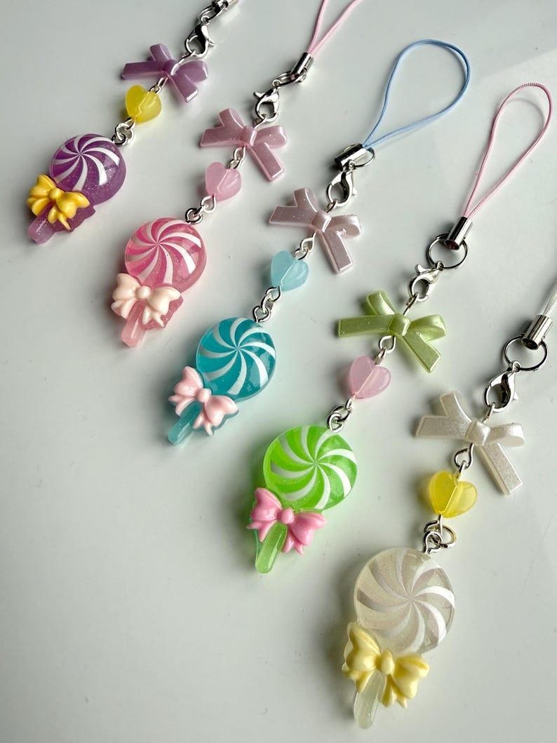 Handmade Kawaii Lollipop Phone Charm Beadsbylillixx