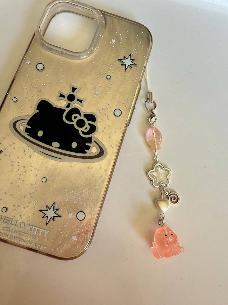 Handmade Kawaii Octopus Phone Charm : Colour themed. Oceancore, sea life Beadsbylillixx