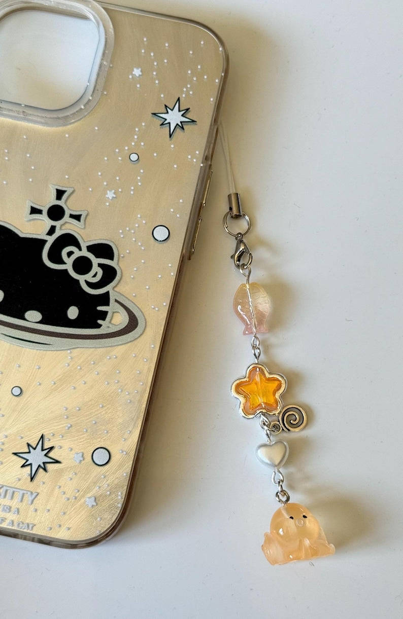 Handmade Kawaii Octopus Phone Charm : Colour themed. Oceancore, sea life Beadsbylillixx