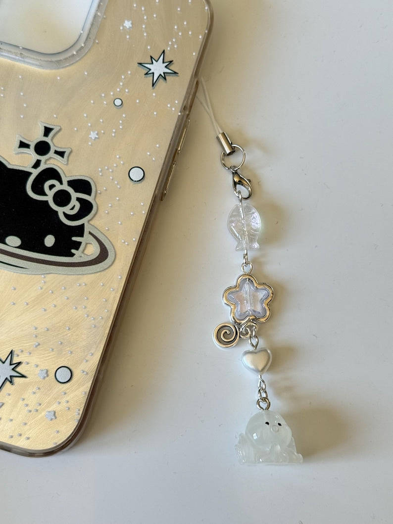 Handmade Kawaii Octopus Phone Charm : Colour themed. Oceancore, sea life Beadsbylillixx