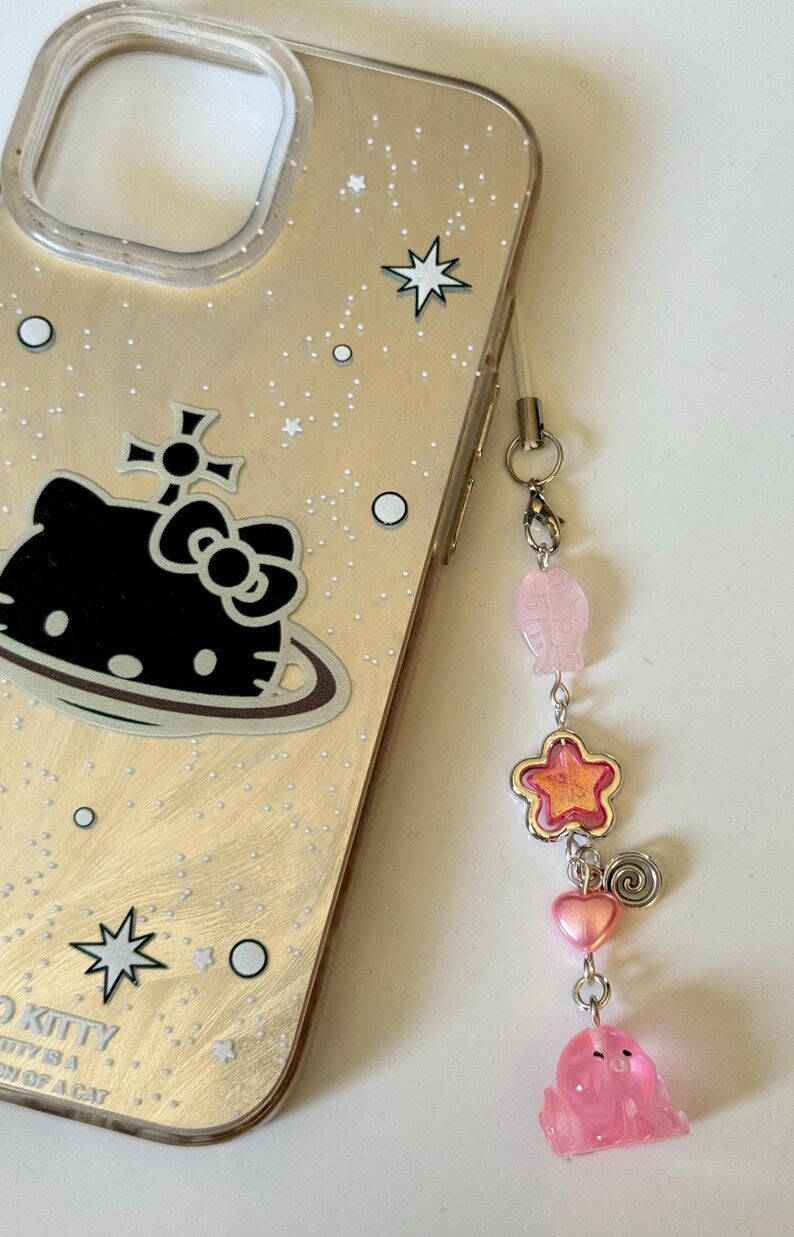 Handmade Kawaii Octopus Phone Charm : Colour themed. Oceancore, sea life Beadsbylillixx