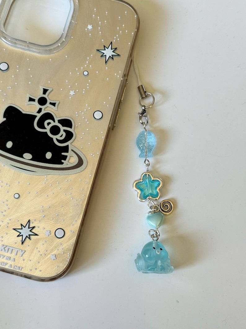 Handmade Kawaii Octopus Phone Charm : Colour themed. Oceancore, sea life Beadsbylillixx