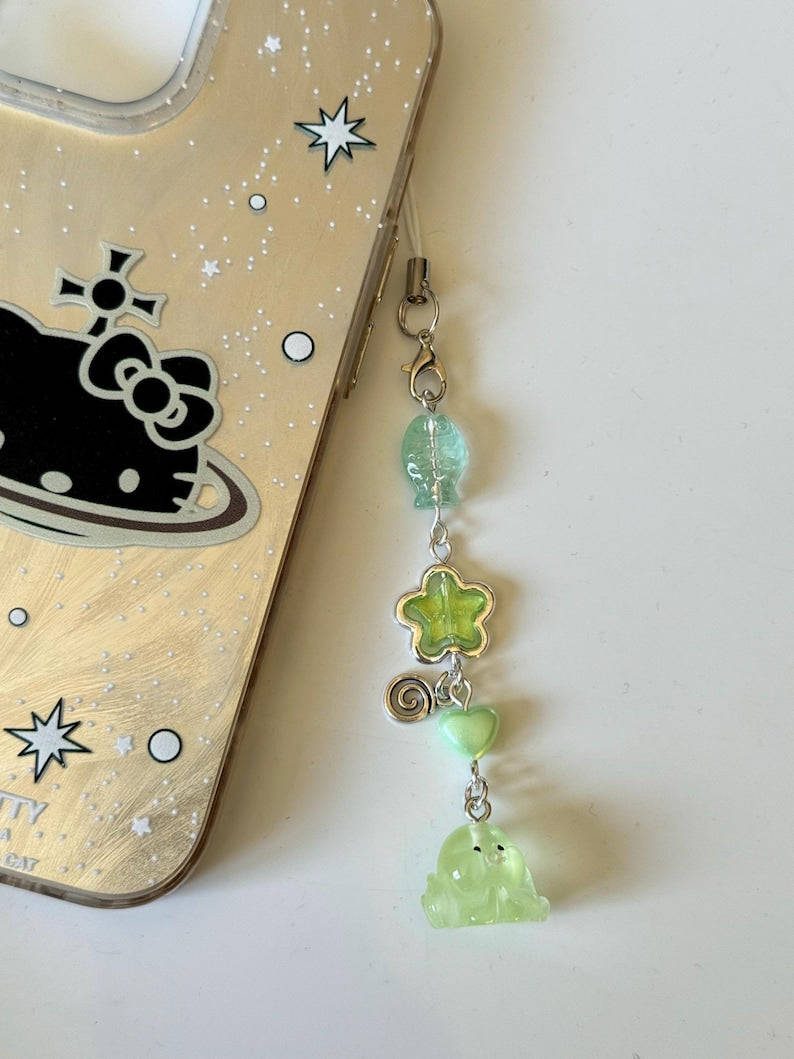 Handmade Kawaii Octopus Phone Charm : Colour themed. Oceancore, sea life Beadsbylillixx