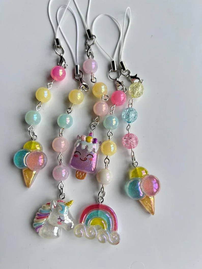 Handmade Kawaii Pastel Phone charms , beaded accessories, aesthetic, pastel phone charm, Y2k, cutecore Beadsbylillixx
