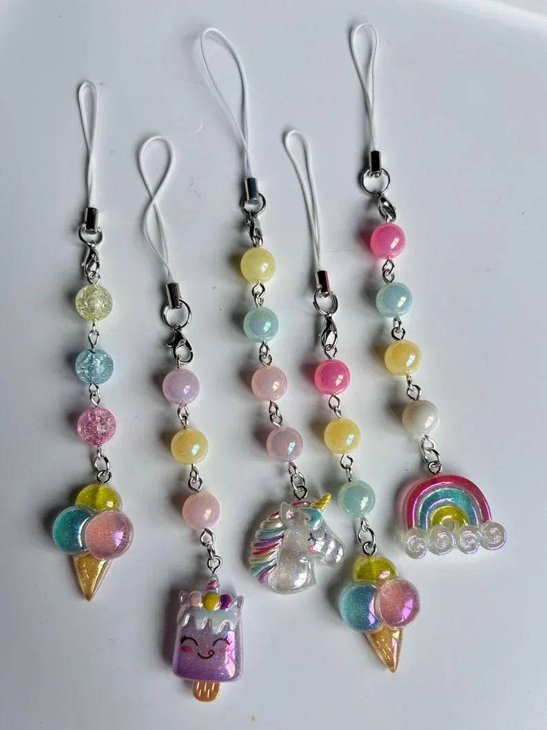 Handmade Kawaii Pastel Phone charms , beaded accessories, aesthetic, pastel phone charm, Y2k, cutecore Beadsbylillixx