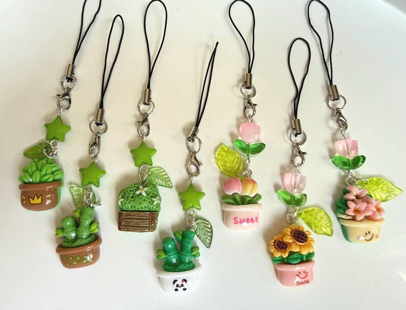 Handmade Kawaii Plant baby Phone Charms Beadsbylillixx