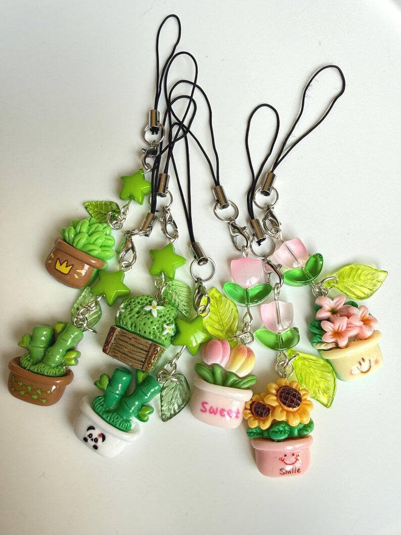 Handmade Kawaii Plant baby Phone Charms Beadsbylillixx