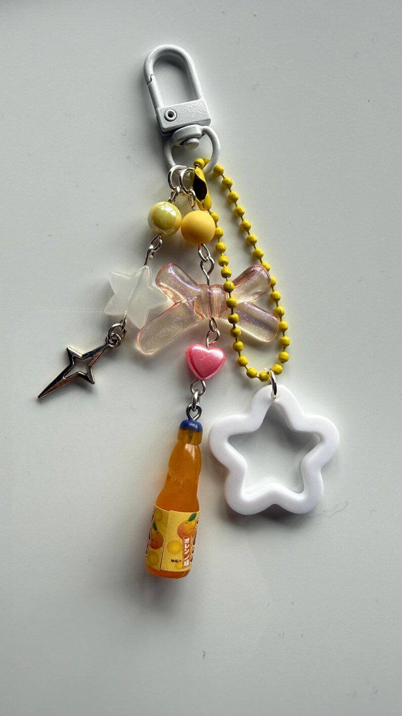 Handmade Kawaii Ramune Bottle Keychain – Pastel Beaded Charm Beadsbylillixx