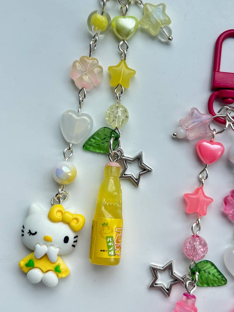 Handmade Kawaii Ramune Kitty Keychain Beadsbylillixx