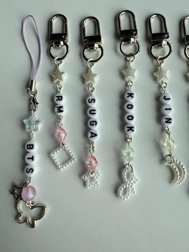 Handmade Kpop boy Group BTS Beaded Keychain: Kawaii Keychain Beadsbylillixx
