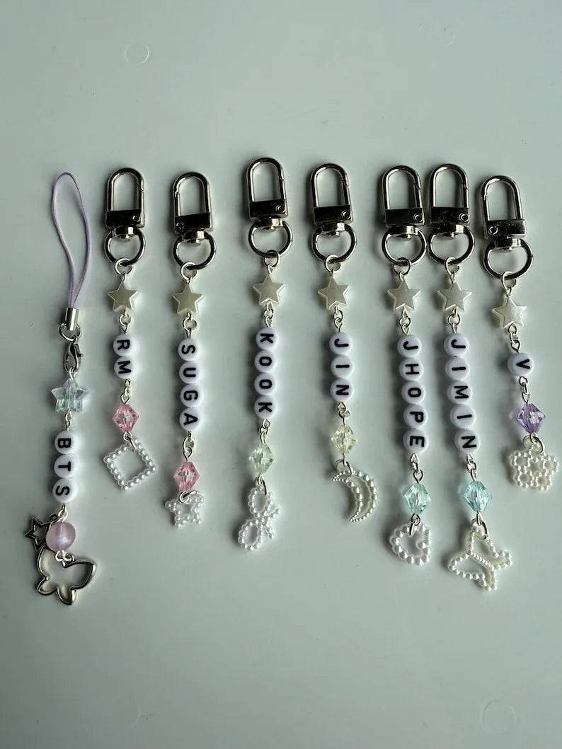 Handmade Kpop boy Group BTS Beaded Keychain: Kawaii Keychain Beadsbylillixx