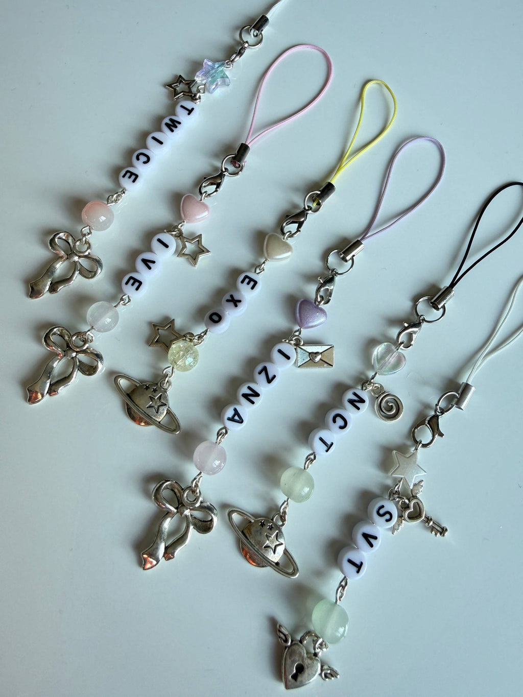 Handmade Kpop Group Phone Charms , Beaded phone charm, Kpop Bag Charm Beadsbylillixx