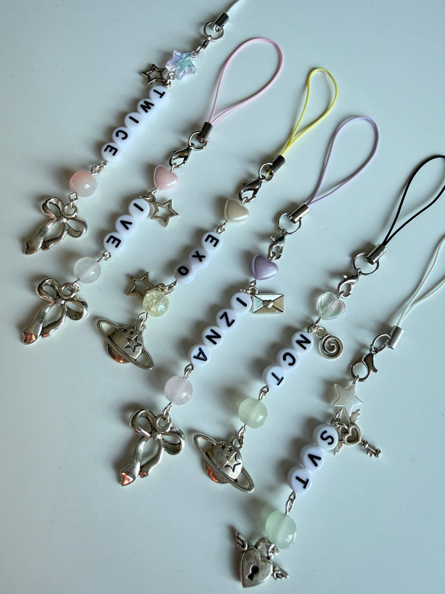 Handmade Kpop Group Phone Charms , Beaded phone charm, Kpop Bag Charm Beadsbylillixx
